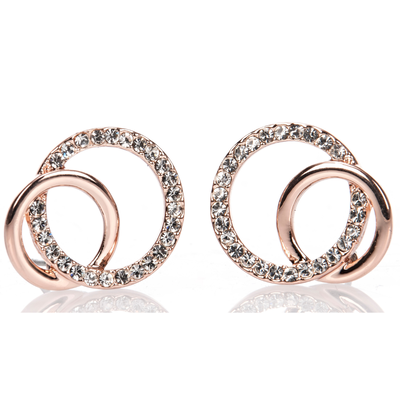 Rose Gold Diamante Loop Earrings